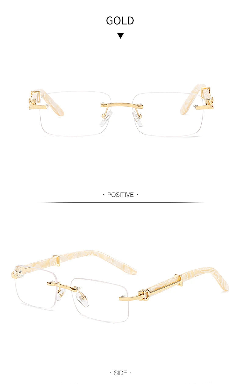 Caterside Small Square Rimless Sunglasses Men Luxury Brand Designer Classic Rectangle Sun Glasses Male UV400