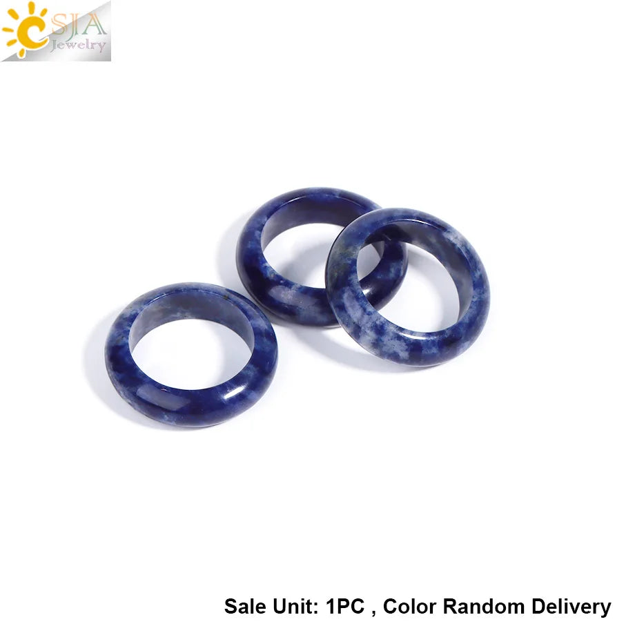 Healing Gem Stone Crystal Band Rings for Men Natural Pink Stone Quartz Red Agates Jaspers Dainty Finger Ring Women Jewelry H474