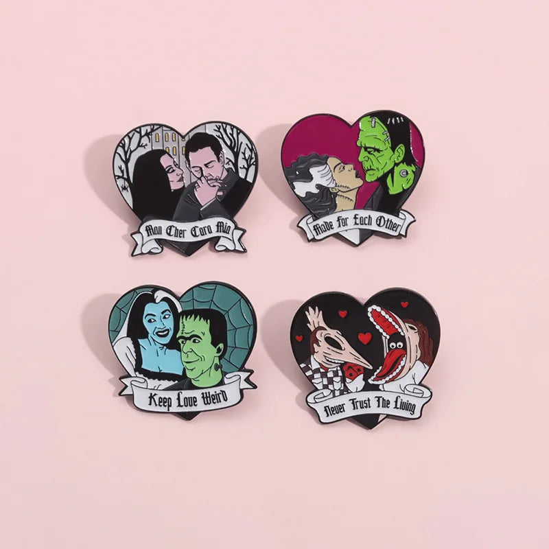 Anime Heart Rose Enamel Pins You Are Dreamy Cartoon Horror Mask Coffin Spider Lapel Badges Halloween Backpack Jewelry Gifts