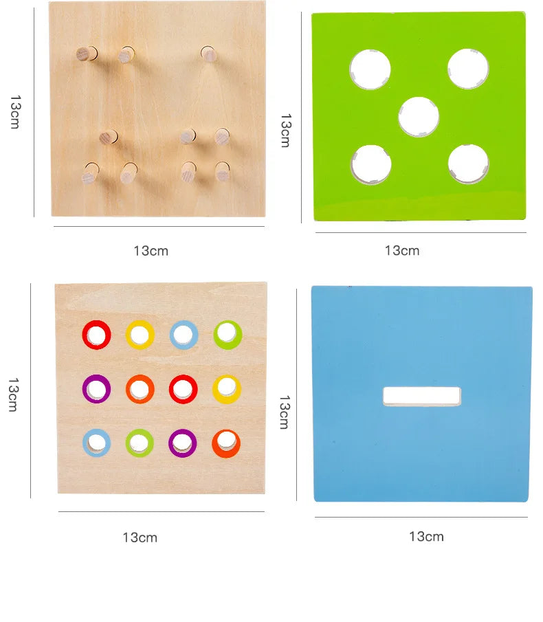 Montessori Educational Toys 4 In 1 Box Infant Toddler Matching Inserting Game Hand-Eye Coordination Fine Motor Skill Practice