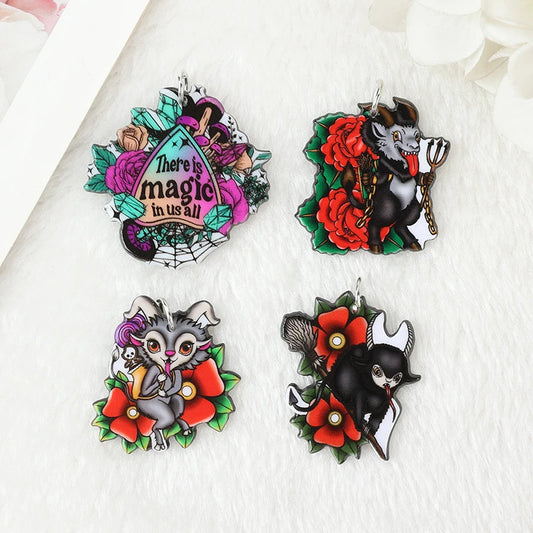 8Pcs Halloween Charms Creative Acrylic  OUIJA Sheep Pendant For Keychain Necklace Jewelry Diy Making