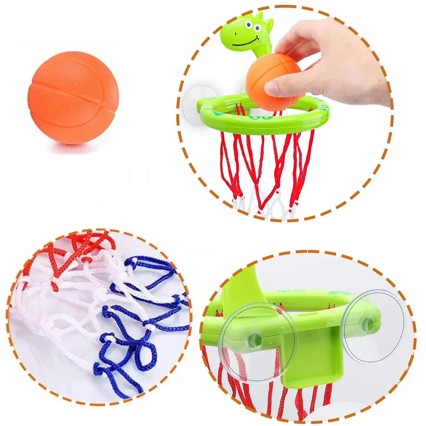 Baby Bath Toy Children Water Play Toys Set Bathroom Bathtub Suction Cup Shooting Basketball Hoop with 3 Balls Bath Toys for Kids