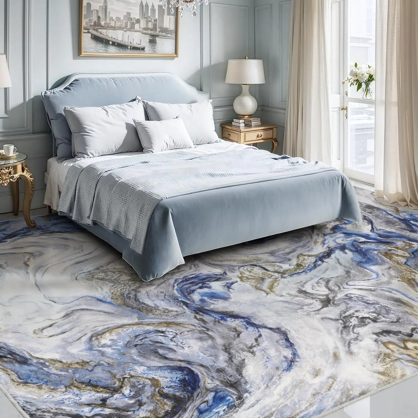 Area Rugs for Living Room, Modern Abstract Rug for Bedroom, Contemporary Machine Washable Rug, Large Stain Resistant Carpet