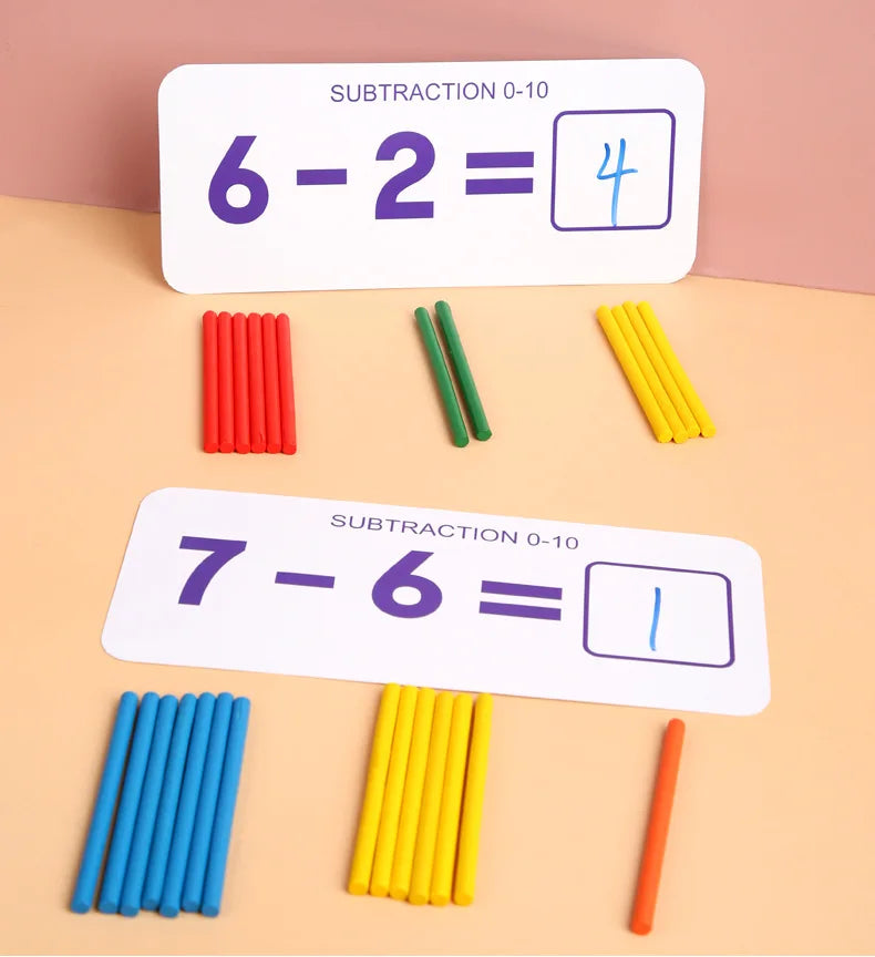 Kids Teaching Early Learning Aids Toddler Educational Toy Wooden Number Matching Addition and Subtraction Math Toys for Children