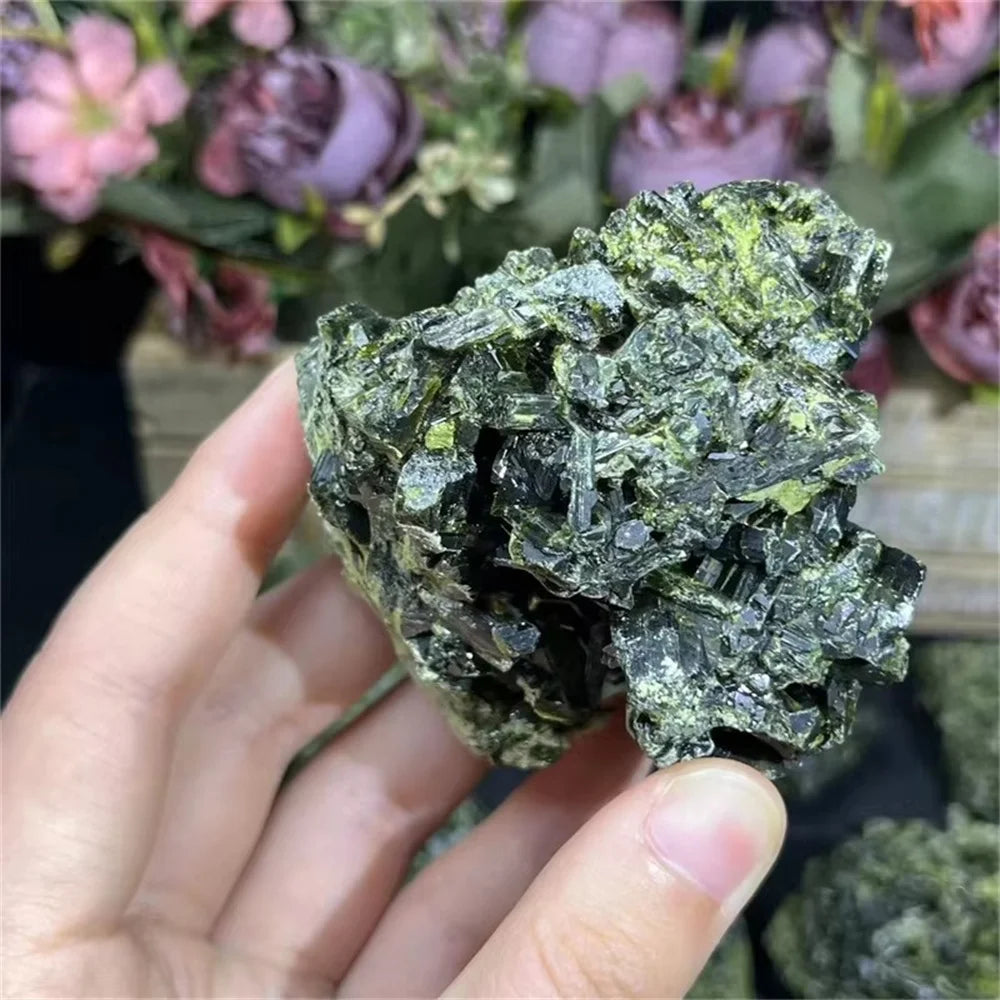 Crystal healing stone natural green tourmaline rough stone crystal raw stone for sale