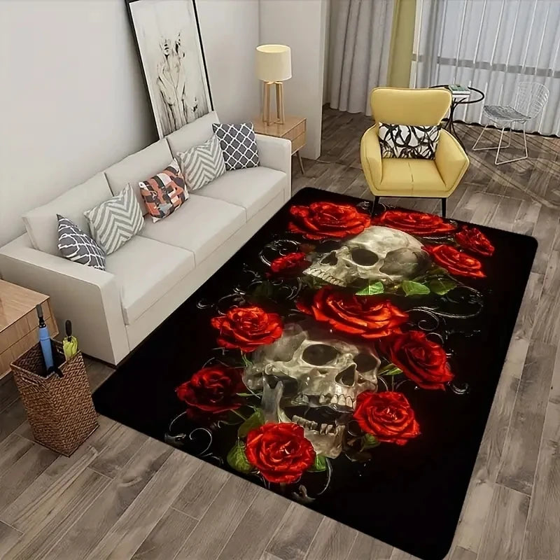 Halloween Skull Gothic Carpet for Living Room Decor Sofa Table Large Area Rugs Bedroom Bedside Floor Mat Hallway Balcony Mat