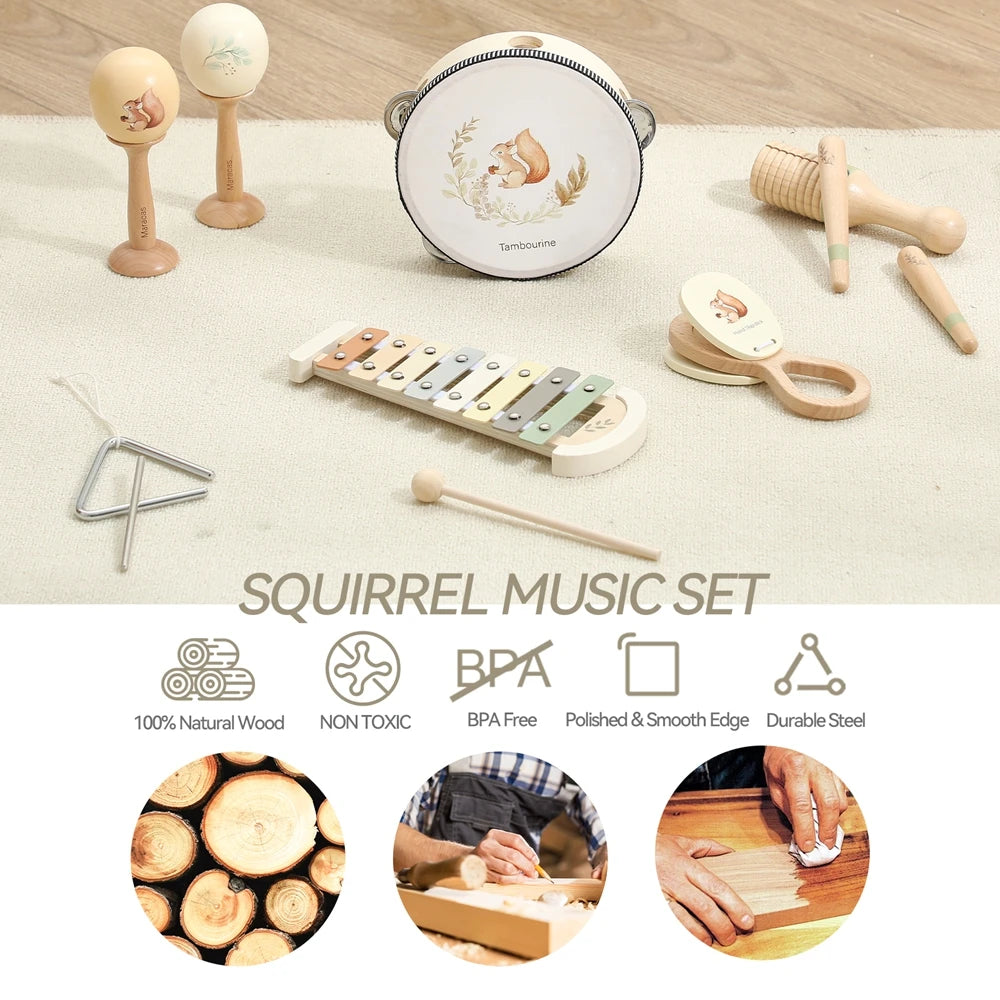 Musical Instruments Montessori Music Baby 0 12 Months Toys Drum Xylophone Kids Early Educational Wooden Instruments Baby Toys