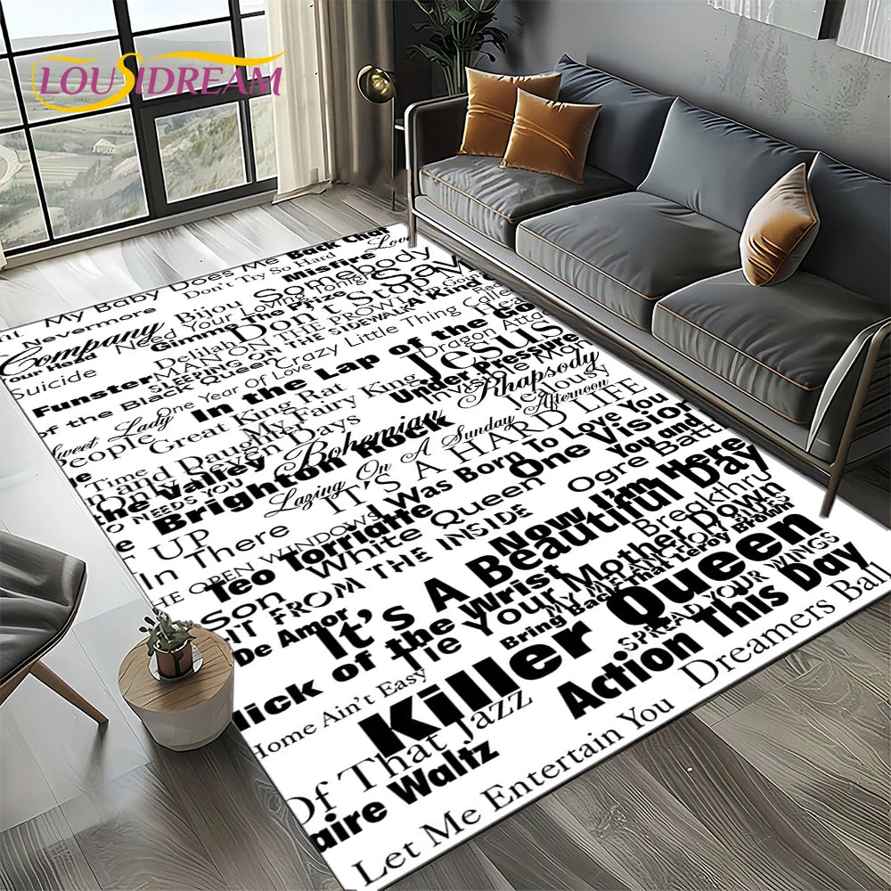 2025 Classics Queen-Rock-Band Freddie Carpet Rug for Living Room Bedroom Home Sofa Decoration,Kid Area Rug Non-slip Floor Mat