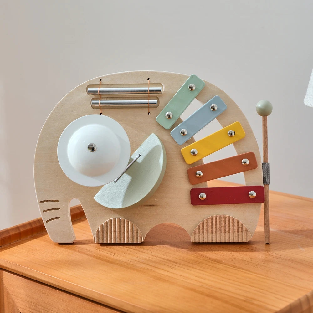 Baby Wooden Instruments Toys Educational Children's Musical Toys Elephant Xylophone Toys Newborn Birthday Gifts Music Table Toys