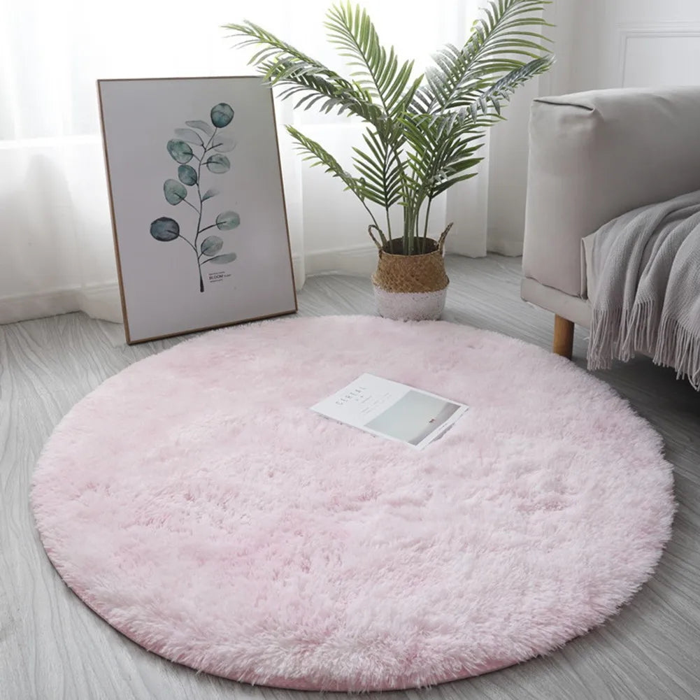 Circle Round Shaggy Rug Living Room Bedroom Carpet Floor Mat Anti-Skid Floor Soft Solid Large Carpets