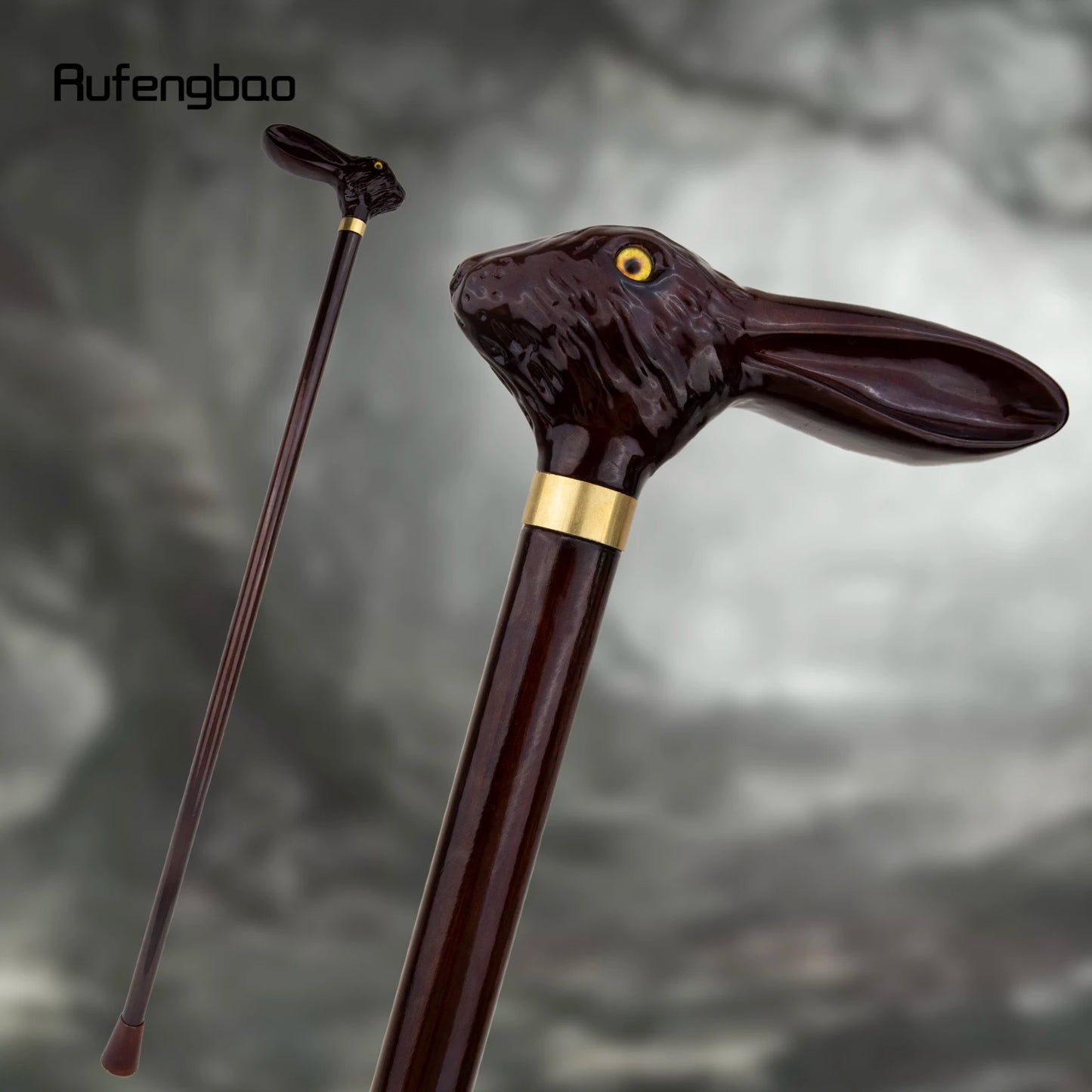Rabbit Wooden Single Joint Fashion Walking Stick Decorative Vampire Cospaly Party Walking Cane Halloween Mace Wand Crosier 93cm