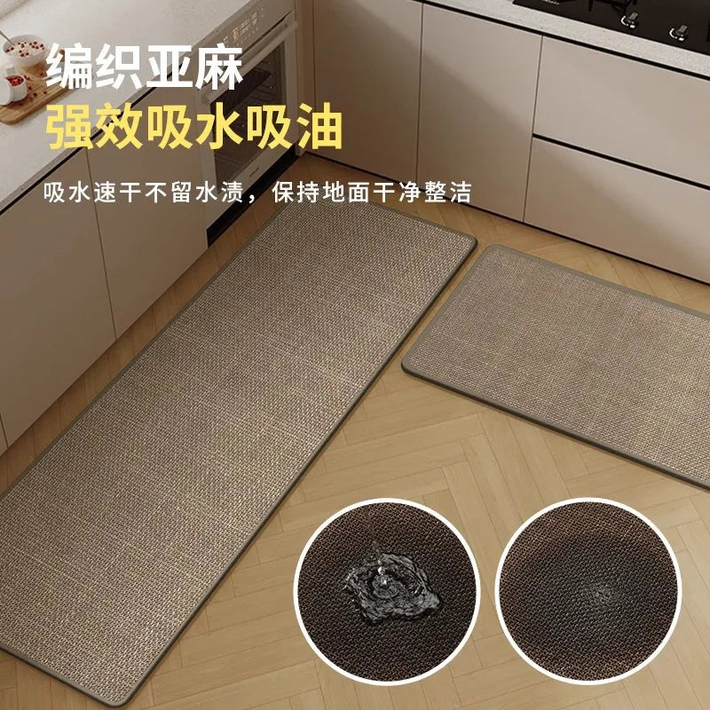 Grey Rugs for Kitchen Floor Mat Home Corridor Non-slip Carpet TPR Wear-resistant Antislip Foot Mats Bedroom Bedside Rug Alfombra
