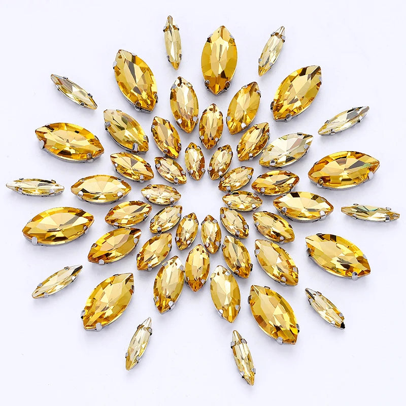 DUCrystal 50pcs/pack Mix Size Glass Crystal Sew On Rhinestones Flatback Rhinestones for Clothes Crafts Sewing Beads Decorations