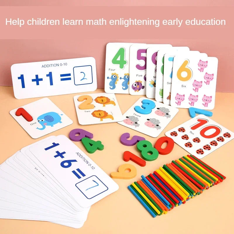 Kids Teaching Early Learning Aids Toddler Educational Toy Wooden Number Matching Addition and Subtraction Math Toys for Children