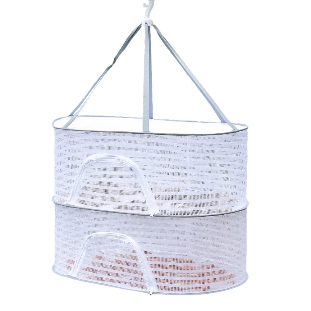 4 Layer Drying Net Herbs Removable Bra Drying Clothes Net Folding Anti-Fly Windproof Hook Drying for Fish/Vegetables/Fruit/Herbs