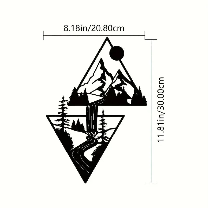 Mountain Wall Art: Mountain Waterfall Metal Wall Art Ornaments for Home Decoration,Including Metal Wall Art and Hanging Wall Art