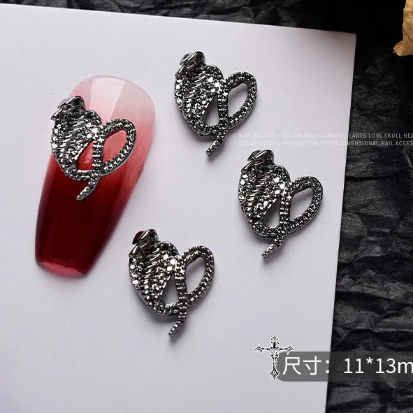 10PCS Gothic Punk Style Alloy 3D Nail Art Charms Heart Skeleton Cross Spider Design For Halloween Nails Decoration Accessories