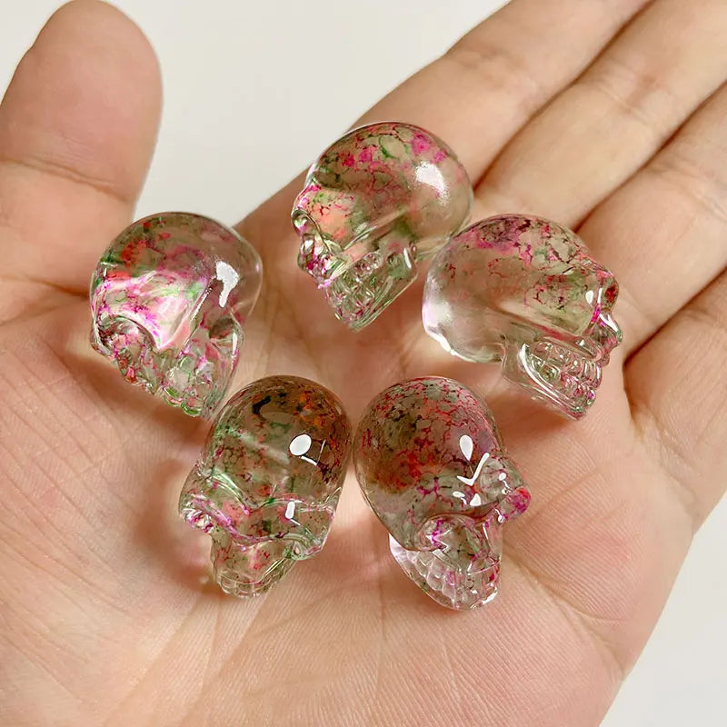 Crystal Skull Glass Carving Jewelry Quartz For Home Decoration Healing Crystals Skull Ornament Reiki Witchcraft Gifts Figurine