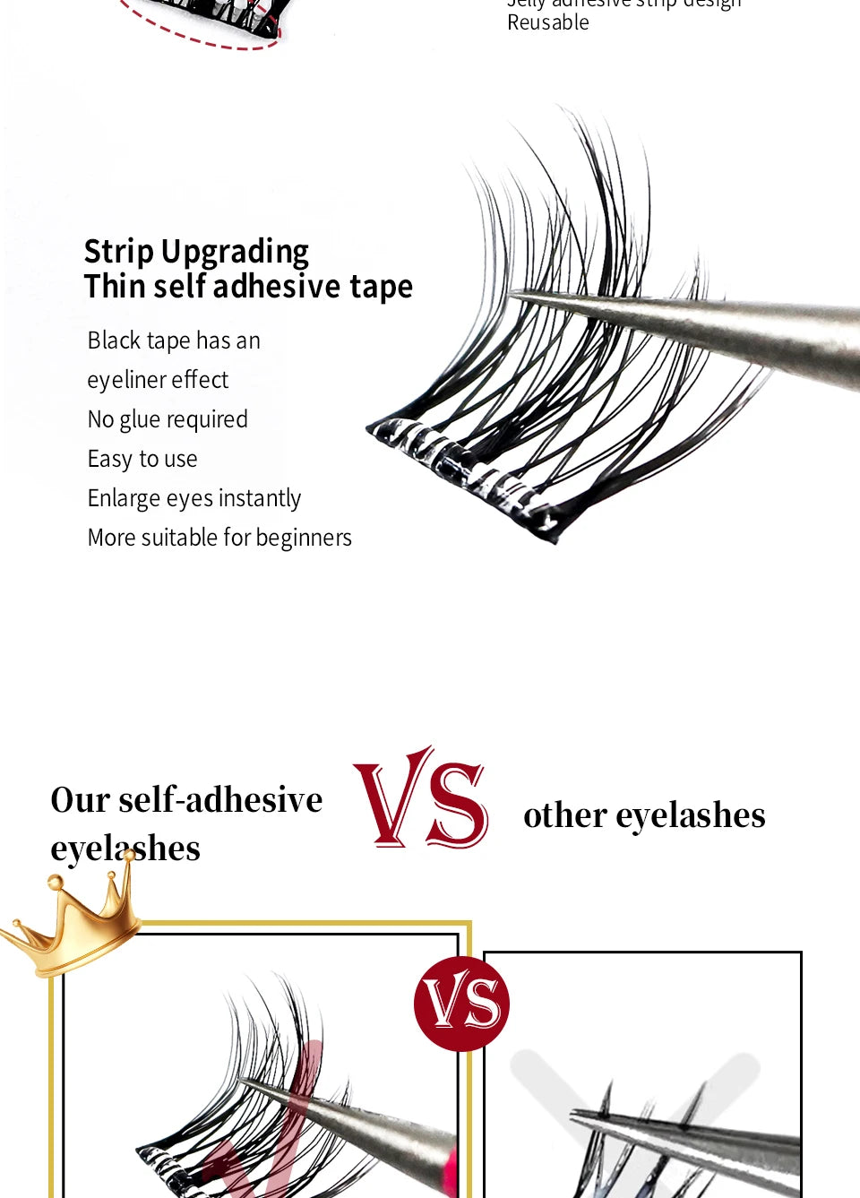 Lash Clusters Set No Glue Needed Self Adhesive Eyelashes Korean Makeup Natural Look Wispy Individual Eyelashes New Manga Lashes