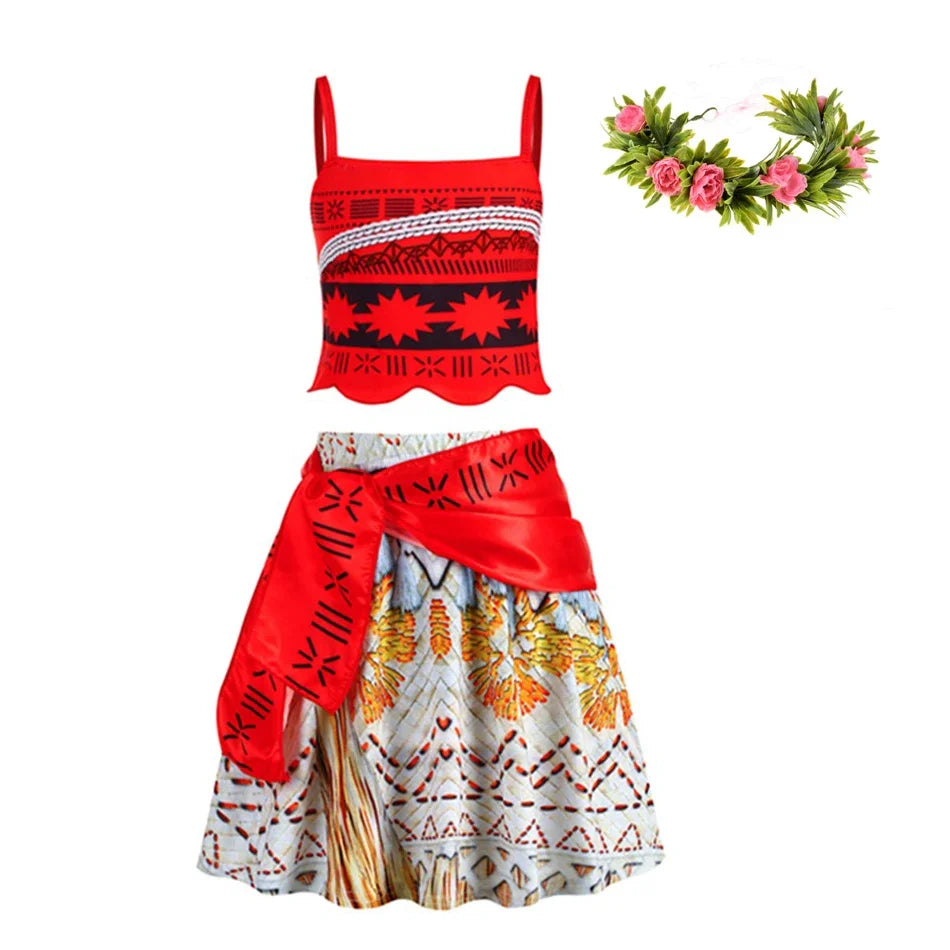 Princess Dress Girl Moana Costume Kids Beach Birthday Party Girls Halloween Outfits