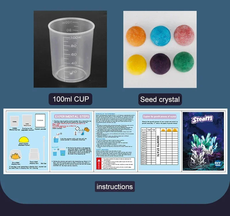 Crystal planting experiments, Science and education toys, DIY growable crystals, Color Random, Christmas/Halloween Gifts