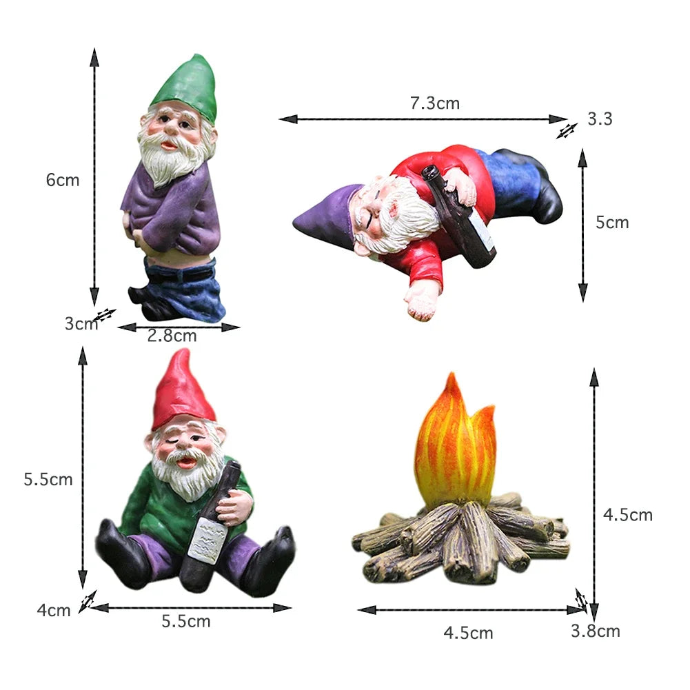 1pc Fairy Garden Drunk Gnomes Miniature Ornaments Set Mini Dwarf