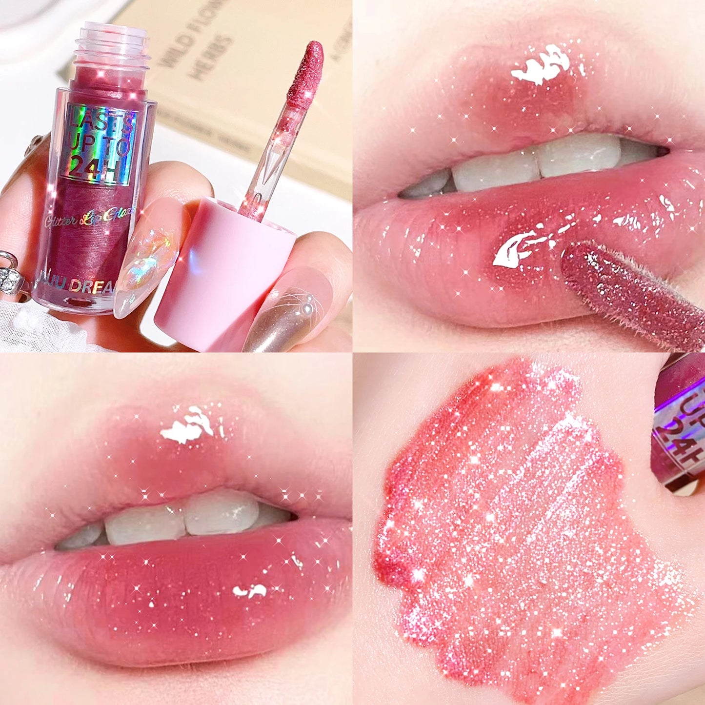 Sparkling Gloss Lip Balm – Water-Gloss Mirror Finish, Moisturizing, Hydrating, Non-Sticky, Cup-Proof, Plump Lips