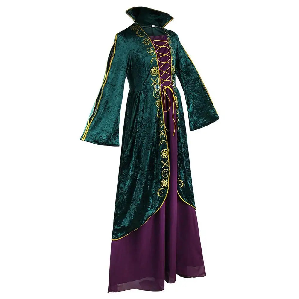 Women Hocus Pocus Winifred Sanderson Womens Cosplay Costume Dress Velvet Halloween Carnival Costumes For Adult Women S-3XL