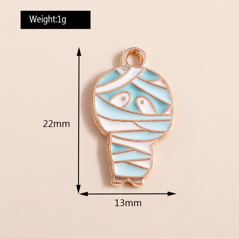 10pcs Enamel Halloween Skull Skeleton Charms Penants for Necklace Earrings DIY Bracelet Handmade Jewelry Accessories Findings