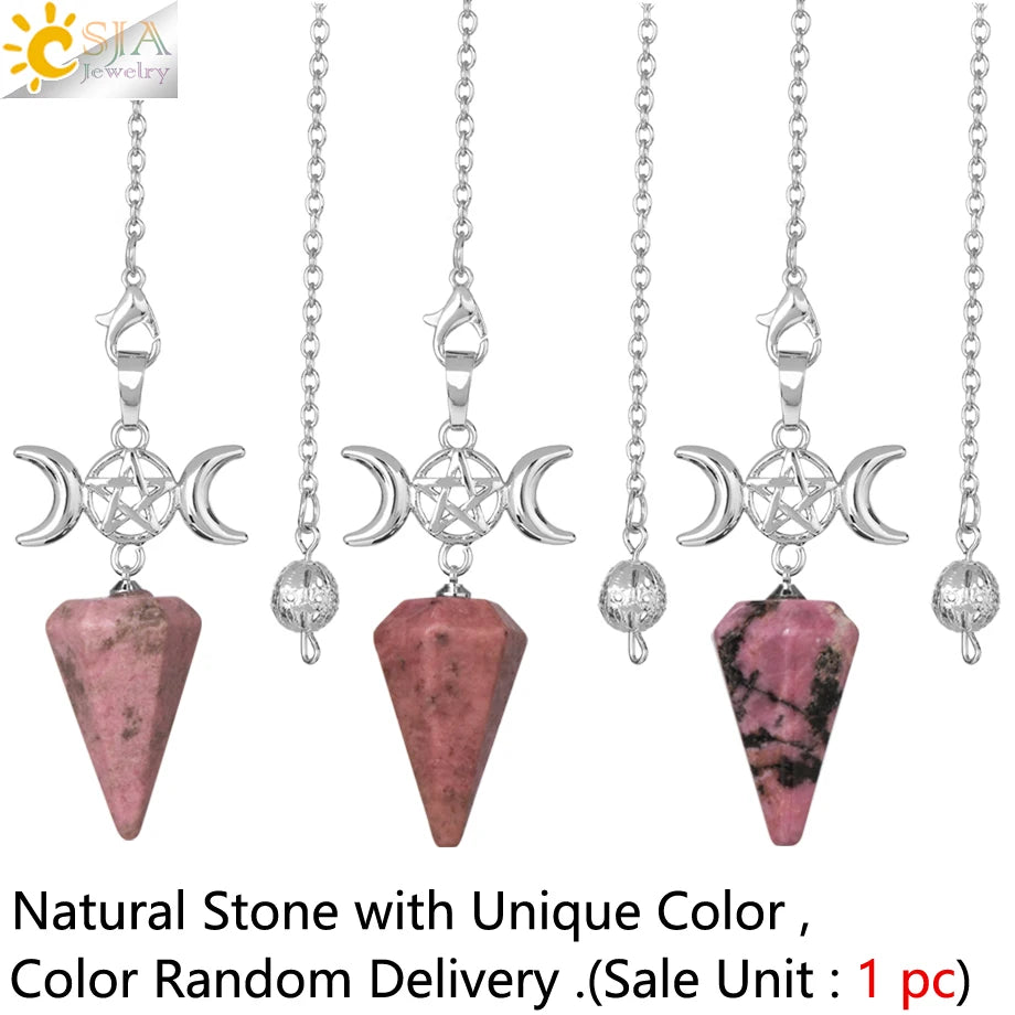 Healing Spiritual Crystal Pendulum Reiki Natural Stone Pendant Cone Penulum Pendulos for Dowsing Divination Healing Jewelry S962