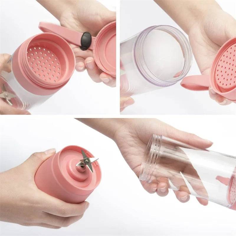 New Mini Portable Blender Bottle USB 6 Blades Fruit Fresh Juicer Smoothies Mixer Machine Crusher Food Processor for Kitchen