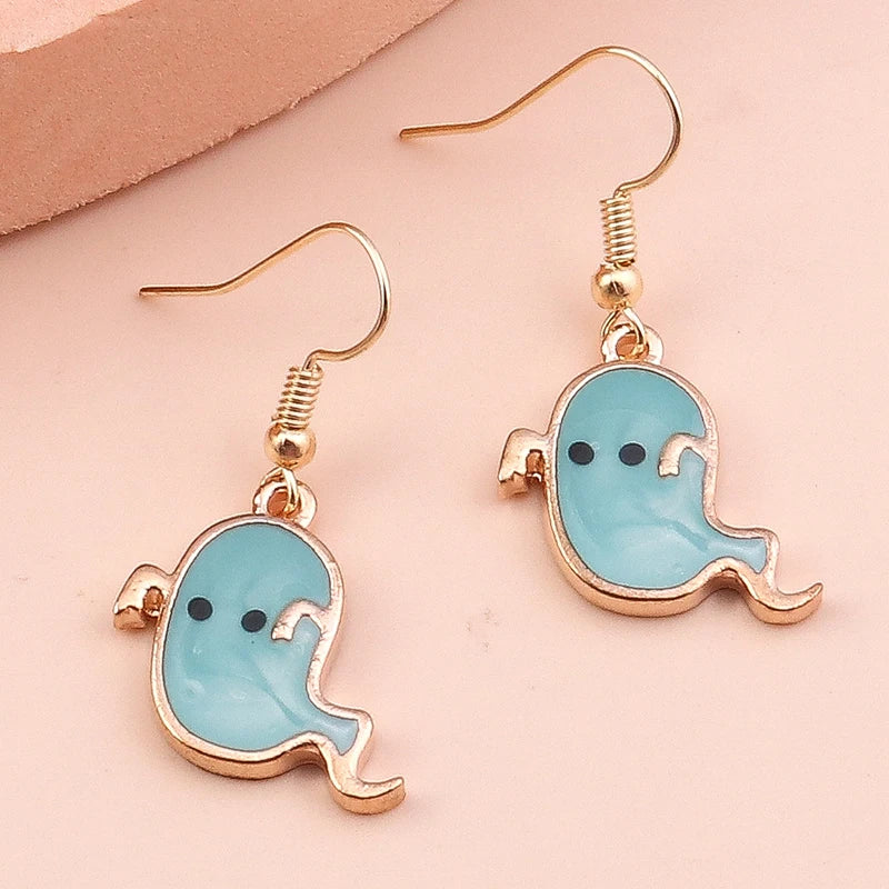 Aihua Fashion Halloween Earrings Enamel Ghost Skeleton Pumpkin Bat Spider Earrings For Women Halloween Night Party Jewelry Gifts