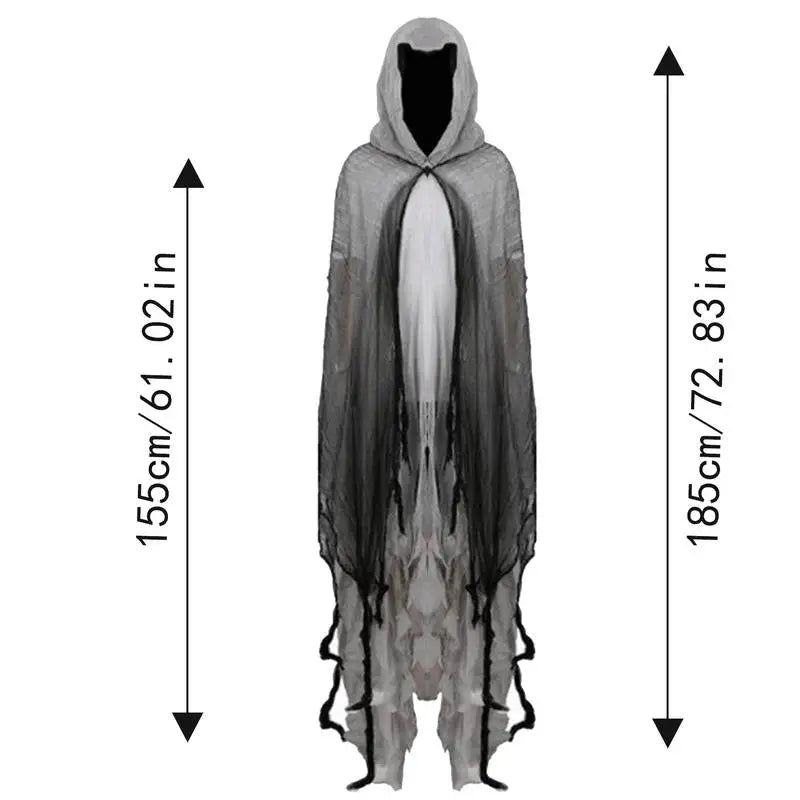 Halloween Ghost Dementors sorceress Cosplay Costume Gothic Zombie Tattered Hooded Capes Day Of The Dead Party Props Cloaks