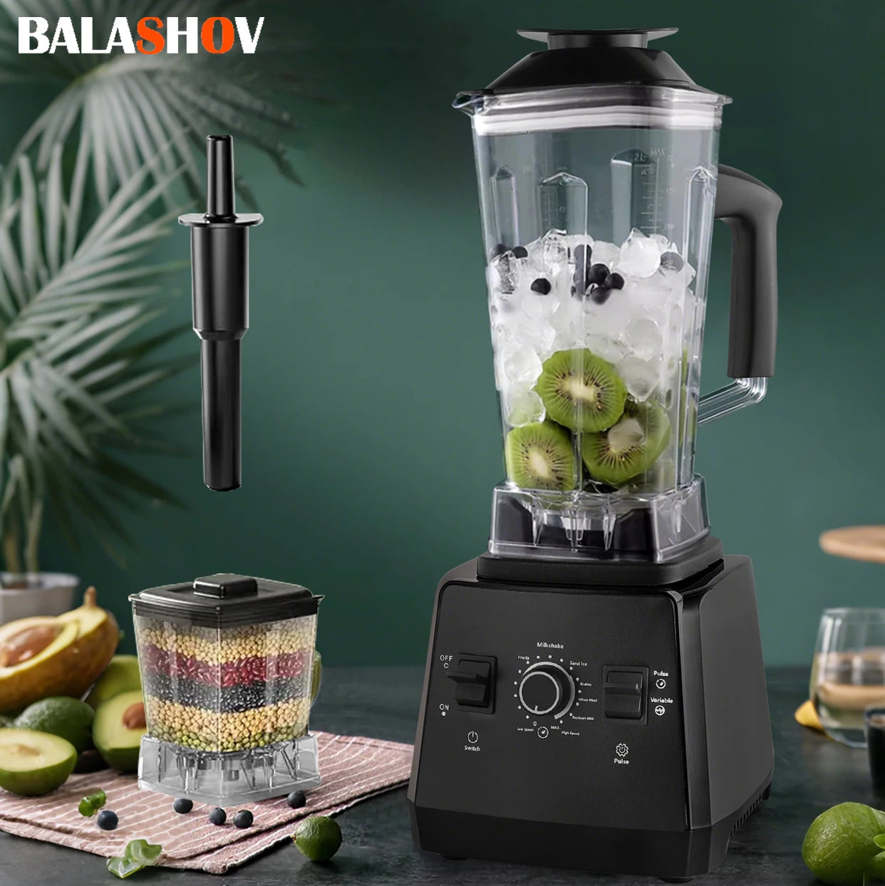 2000W Heavy Duty Commercial Blender Stationary Mixer Ice Smoothies Appliances for Kitchen Professional High Power Food Processor