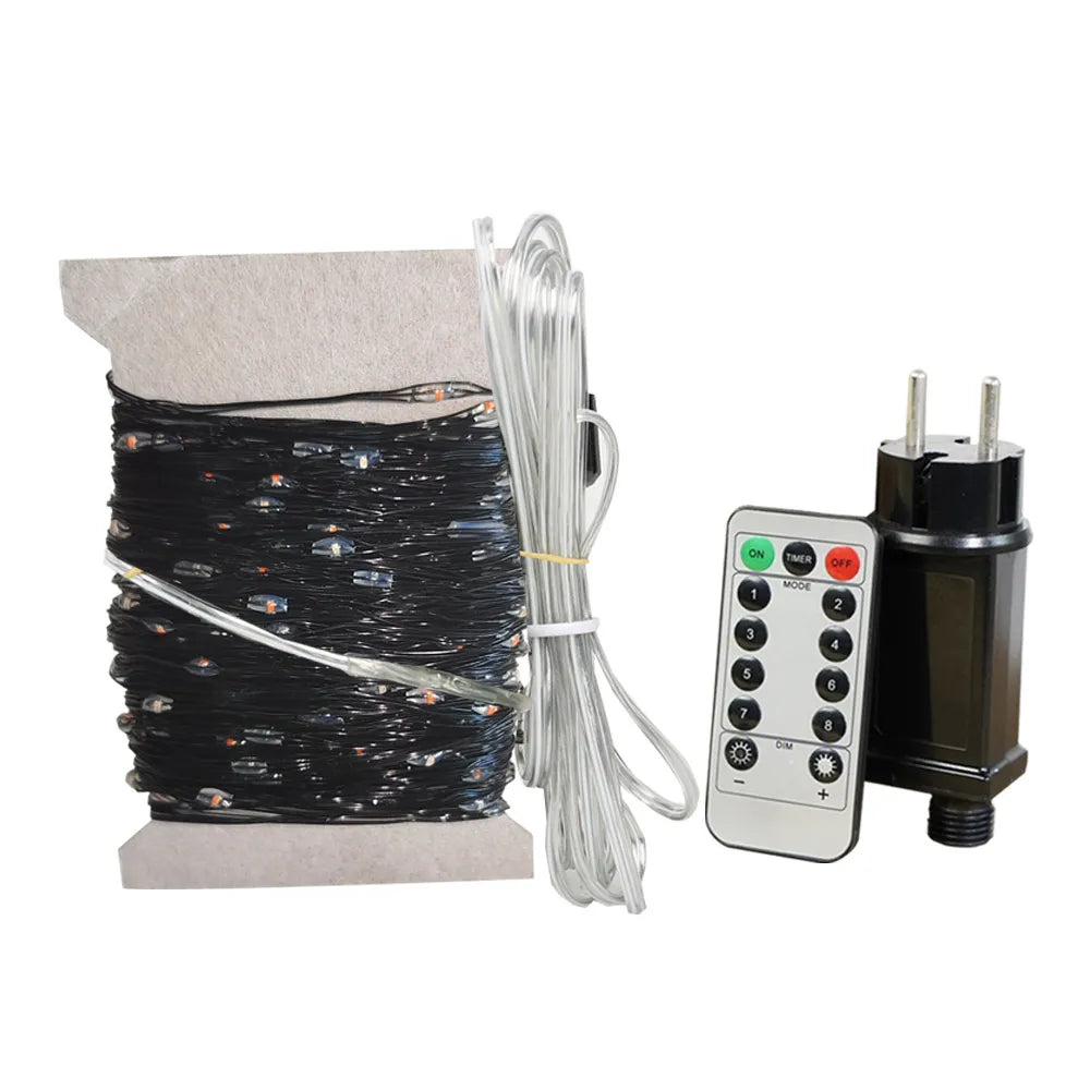 Purple and Orange Fairy String Lights Copper Black Wire Total 100-1200LED USB Fairy Lights With 8 Modes For Halloween Decoration