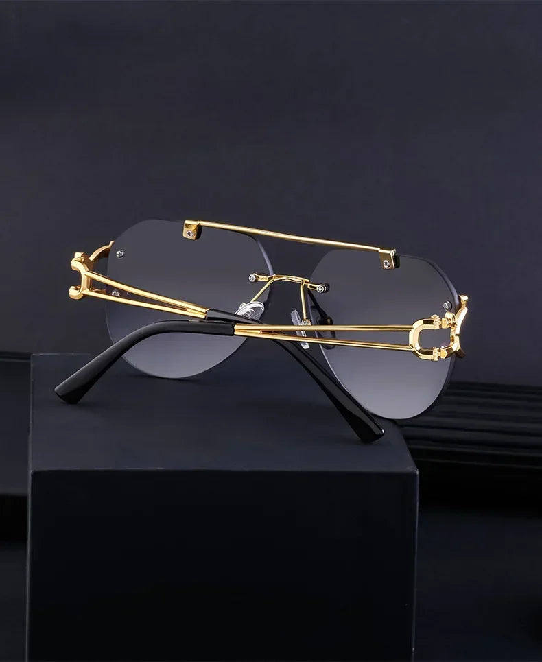 2024 Luxury Brand Sunglasses Men Retro Driving Sunglasses for Women Fashion Rimless Sun Glasses Uv400 Gafas De Sol Hombre