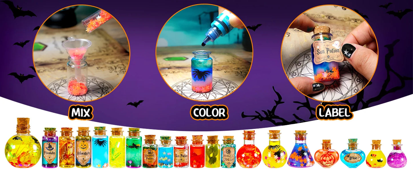 DIY Fairy Magical Potions Kit Horror Halloween Christmas Gifts Witches' Magical Color Changing Freezing Potions Art Craft Kit