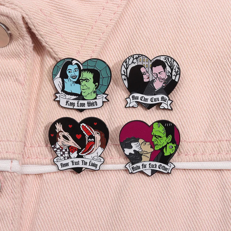 Anime Heart Rose Enamel Pins You Are Dreamy Cartoon Horror Mask Coffin Spider Lapel Badges Halloween Backpack Jewelry Gifts