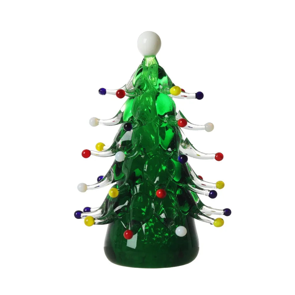 Glass Crystals Christmas Tree Figurine Statue Mini Christmas Tree Miniature Table Ornaments Handmade Crystals Ornaments