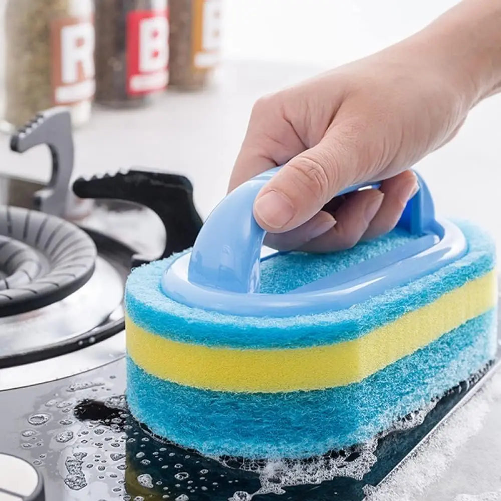 Household Cleaning Brush With Handle Dish Soap Bathroom Kitchen Tub Thicken Scrubbing Sponge Wipe Durable Tools Accessories Home
