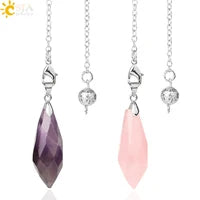 Healing Spiritual Crystal Pendulum Reiki Natural Stone Pendant Cone Penulum Pendulos for Dowsing Divination Healing Jewelry S962