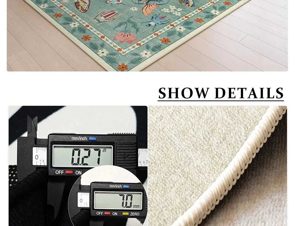 Rug for Living Room Carpet Large Size Bedroom Bedside Floor Mat Green Insect Carpets Tropical Rainforest Home Decoration Rugs