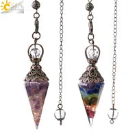 Healing Spiritual Crystal Pendulum Reiki Natural Stone Pendant Cone Penulum Pendulos for Dowsing Divination Healing Jewelry S962