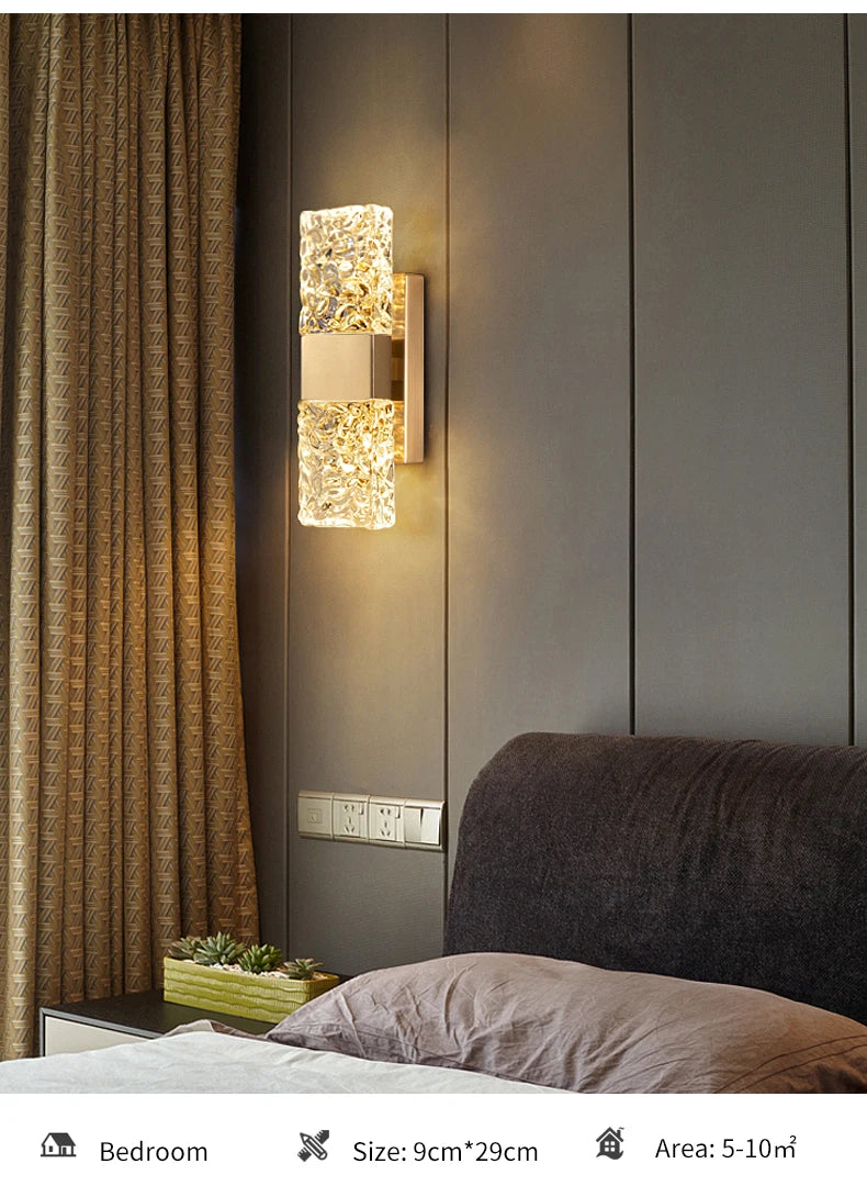 Corrugated Crystal Wall Lamps Modern LED Lighting Indoor Wall Sconces Living Room TV Background Bedroom Aisle Home Decor Lustre