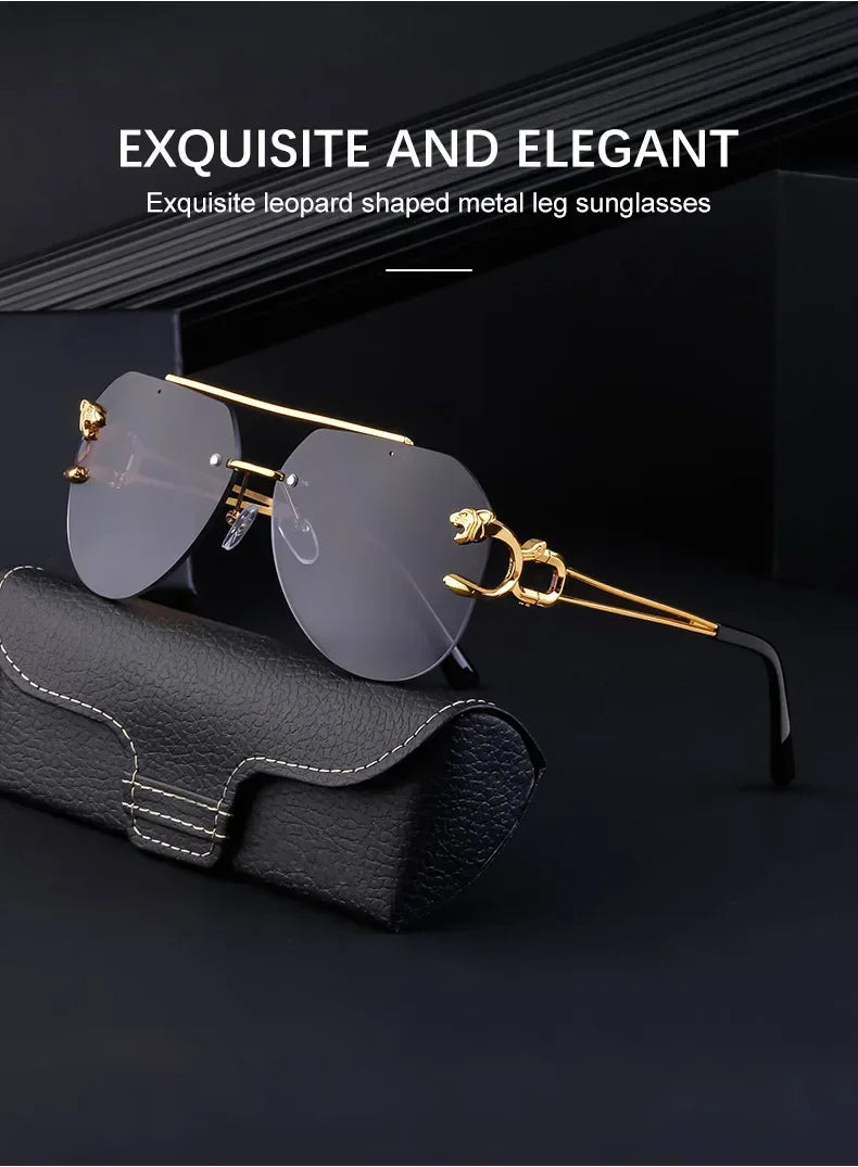 2024 Luxury Brand Sunglasses Men Retro Driving Sunglasses for Women Fashion Rimless Sun Glasses Uv400 Gafas De Sol Hombre
