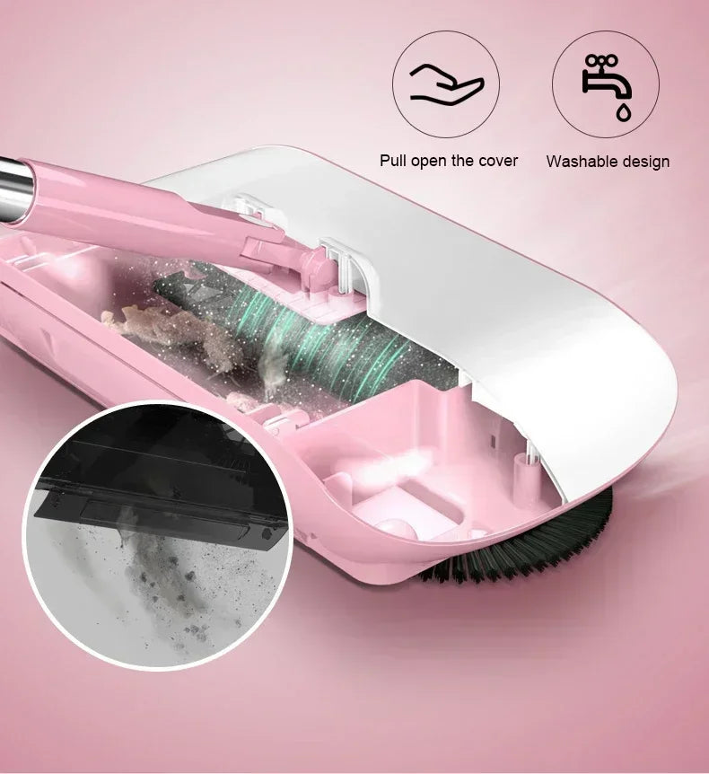 Household Cleaning Essentials - Push Broom and Mop Combo, Walk-Behind Sweeper Household Cleaning Home 2-in-1 Sweeper