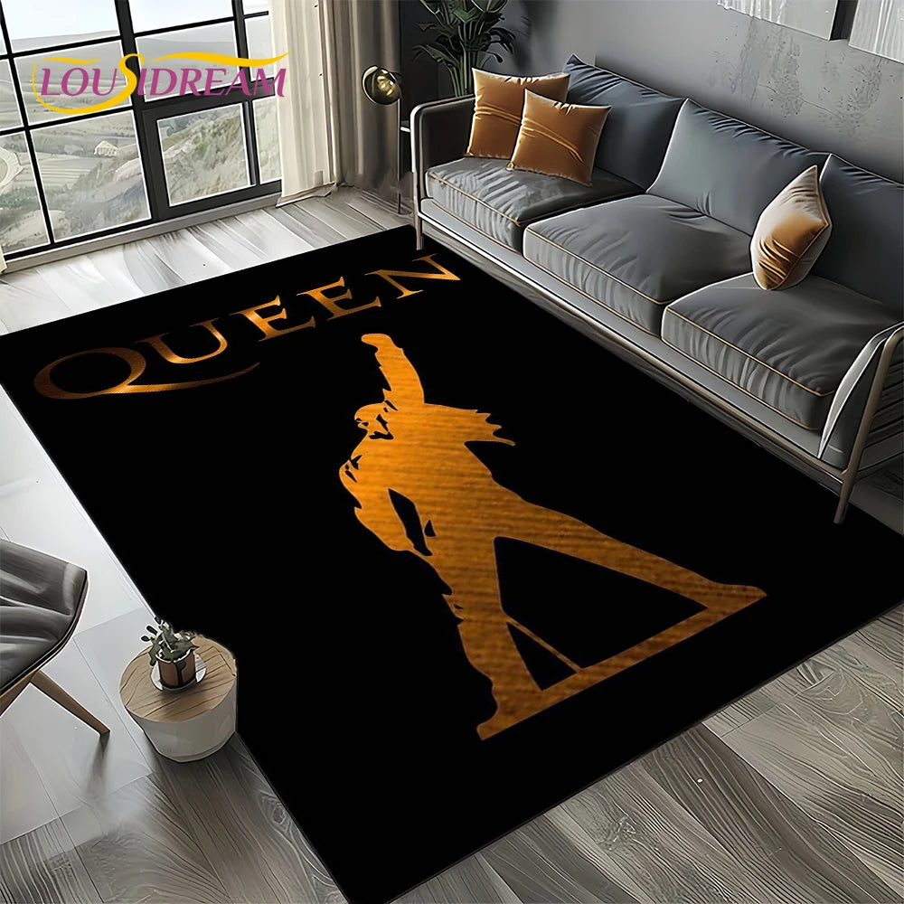 2025 Classics Queen-Rock-Band Freddie Carpet Rug for Living Room Bedroom Home Sofa Decoration,Kid Area Rug Non-slip Floor Mat