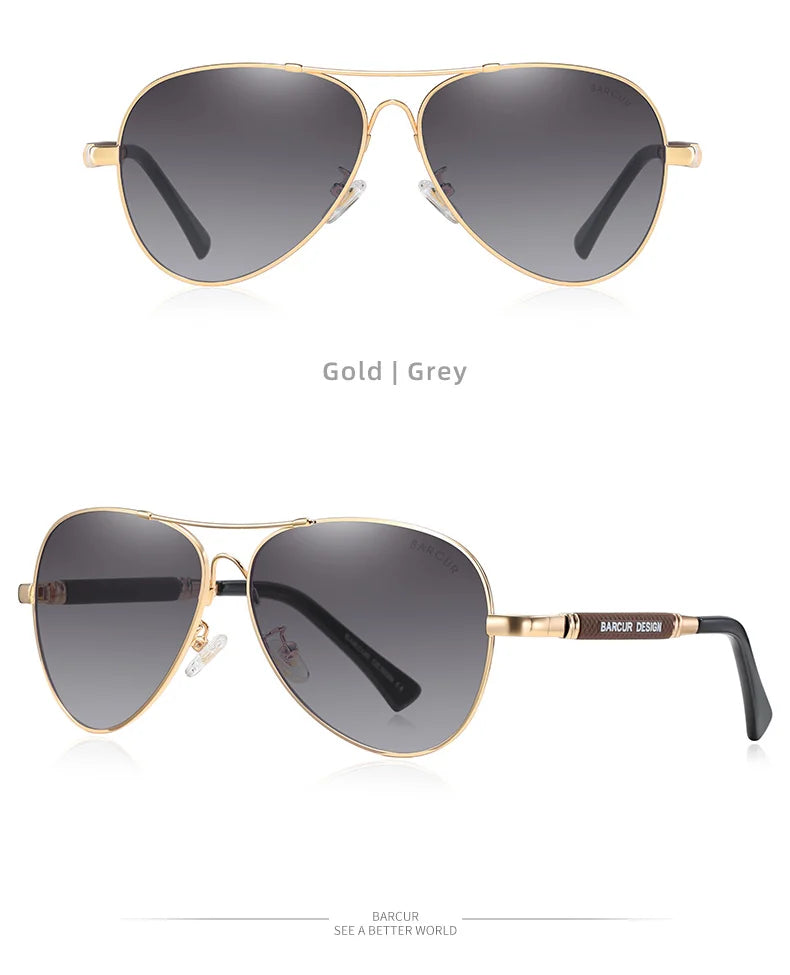 BARCUR Design Memery Frame Sunglasses Polarized For Men Sun Glasses Women Pilot Gradient Lens Eyewear Mirror Shades