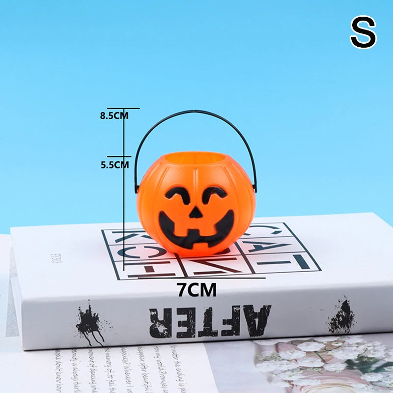 1pcs Pumpkin Bucket Halloween Candy Trick Or Treat Buckets Holder Pail Mini Basket Halloween Gift Home Decoration Props