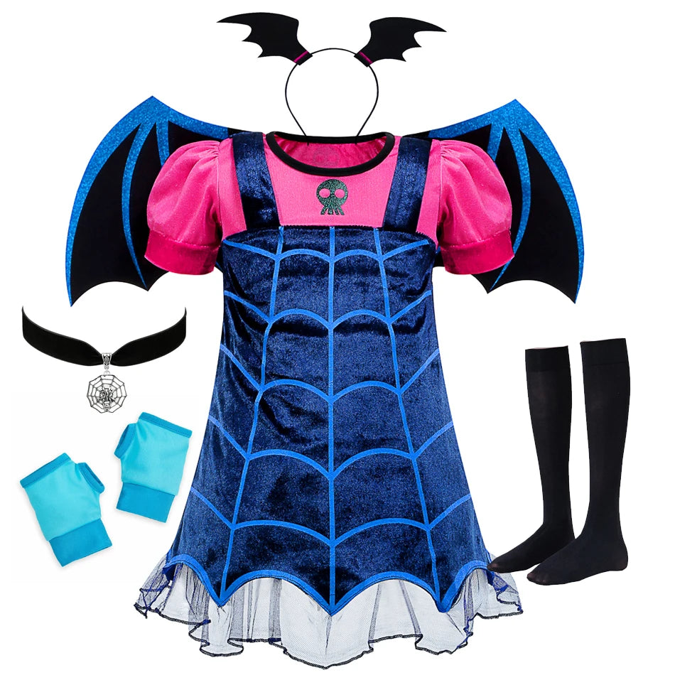 Vampire Cosplay Princess Dress Children Wings Dress Up Christmas Halloween Carnival Girls Saints Disguise Performance Clothing